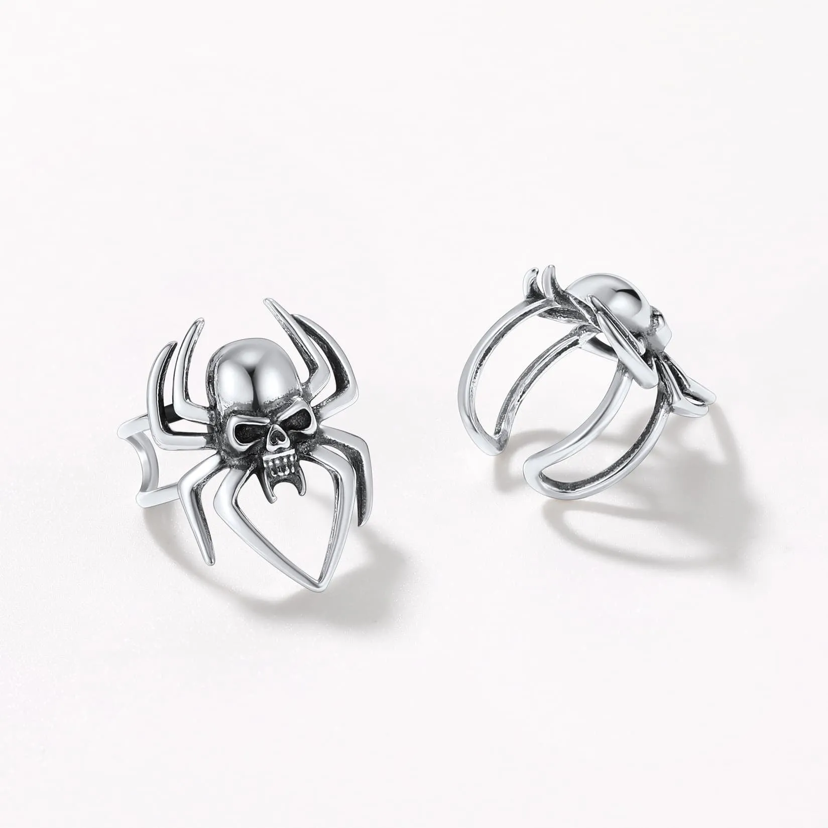 Sterling Silver Spider Skull Ear Cuff Earrings Halloween Gift sold by FaithHeart product image thumbnail 4
