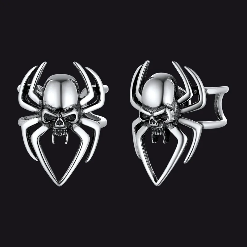 Sterling Silver Spider Skull Ear Cuff Earrings Halloween Gift sold by FaithHeart