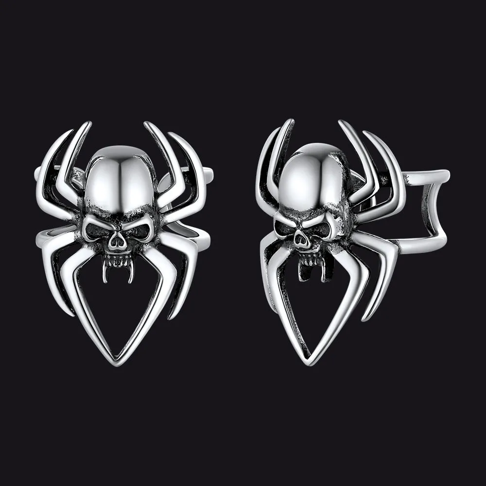 Sterling Silver Spider Skull Ear Cuff Earrings Halloween Gift sold by FaithHeart