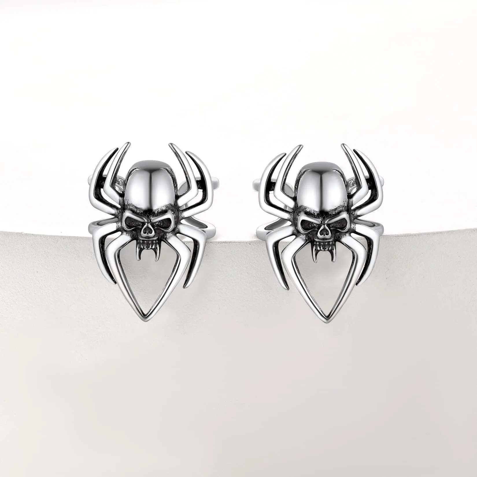 Sterling Silver Spider Skull Ear Cuff Earrings Halloween Gift sold by FaithHeart product image thumbnail 3