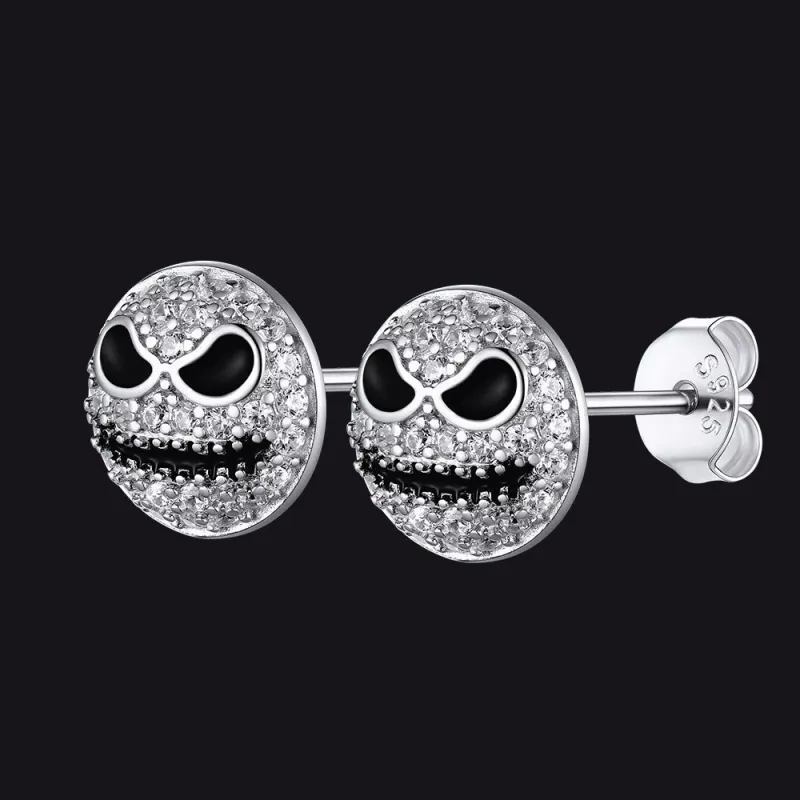 Halloween Jack Skellington Earrings For Men in Sterling Silver sold by FaithHeart