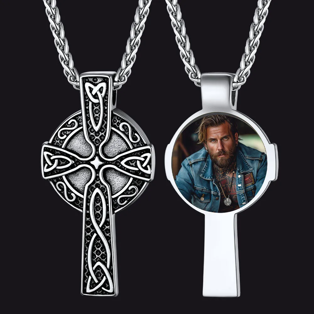 Personalized Celtic Cross Pendant Necklace with Picture sold by FaithHeart