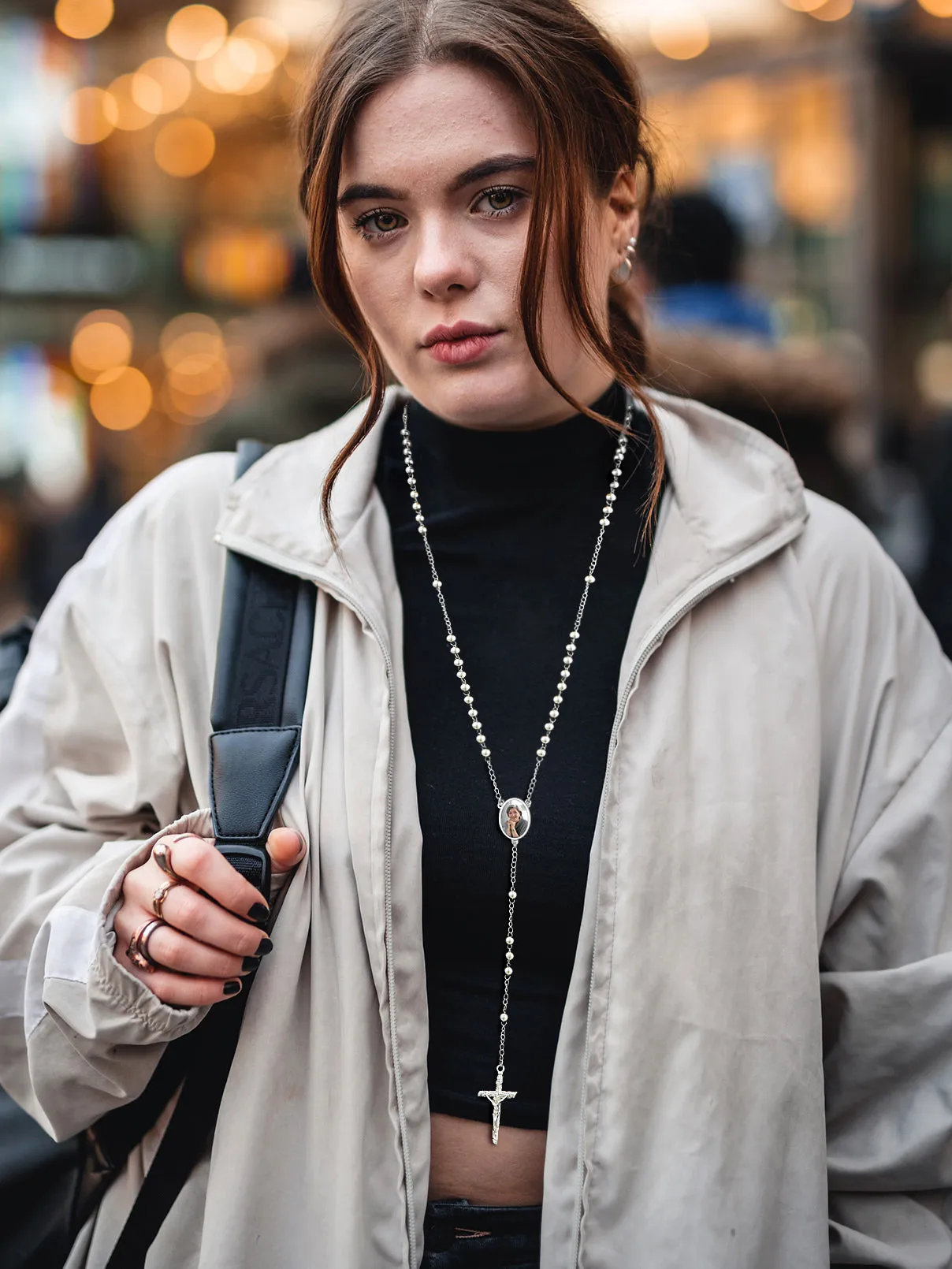 Customized Rosary Beads Cross Necklace with Picture for Women Men sold by FaithHeart product image thumbnail 2