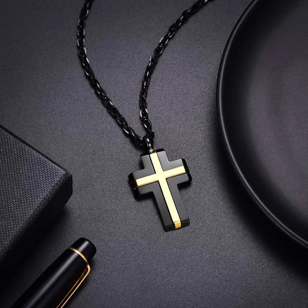 Stainless Steel Two Tone Cross Pendant Necklace For Men sold by FaithHeart product image thumbnail 5