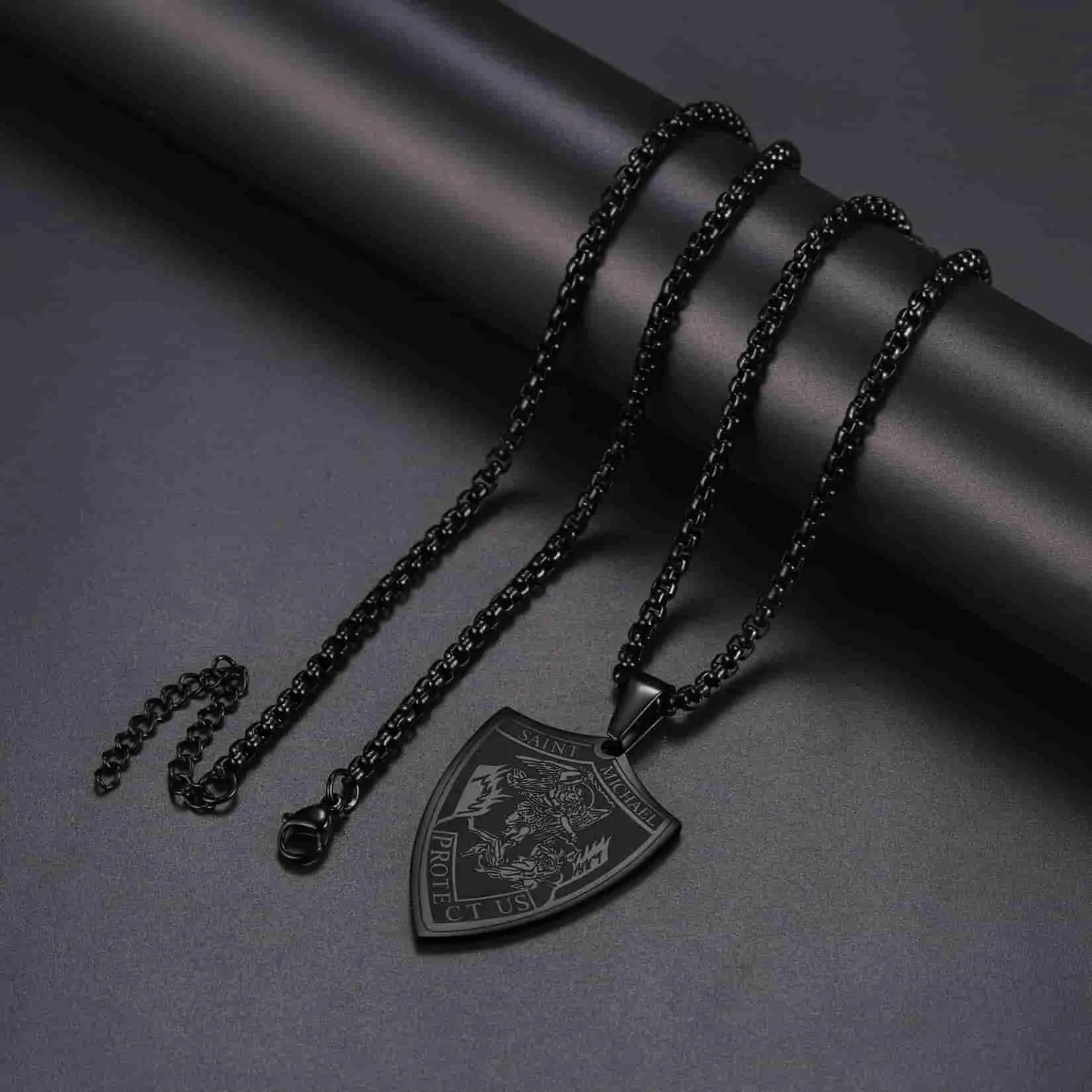 Saint Michael Necklace Archangel Shield Pendant for Men sold by FaithHeart product image thumbnail 3