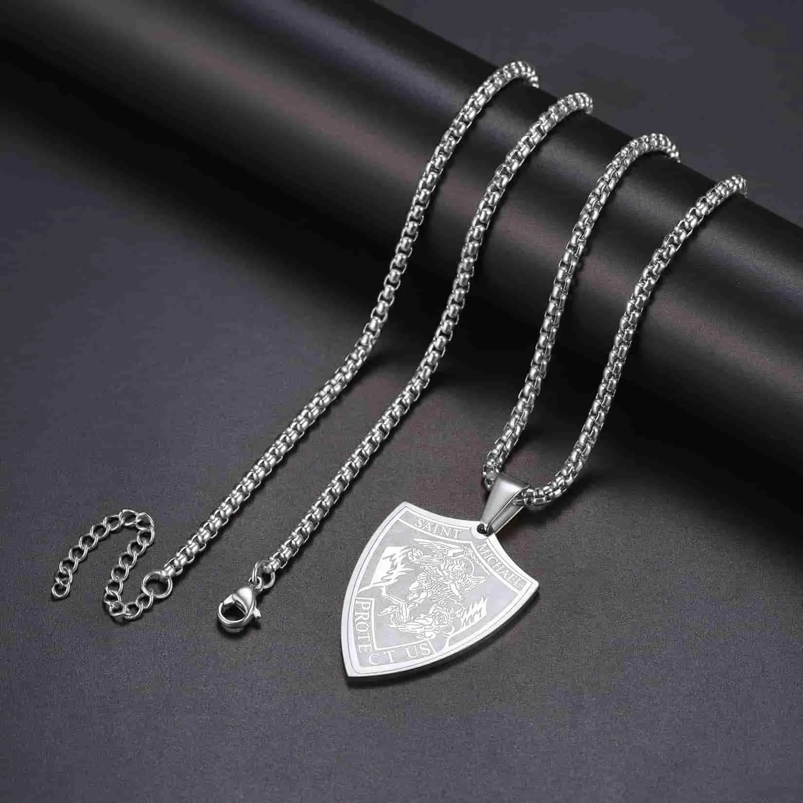 Saint Michael Necklace Archangel Shield Pendant for Men sold by FaithHeart product image thumbnail 4