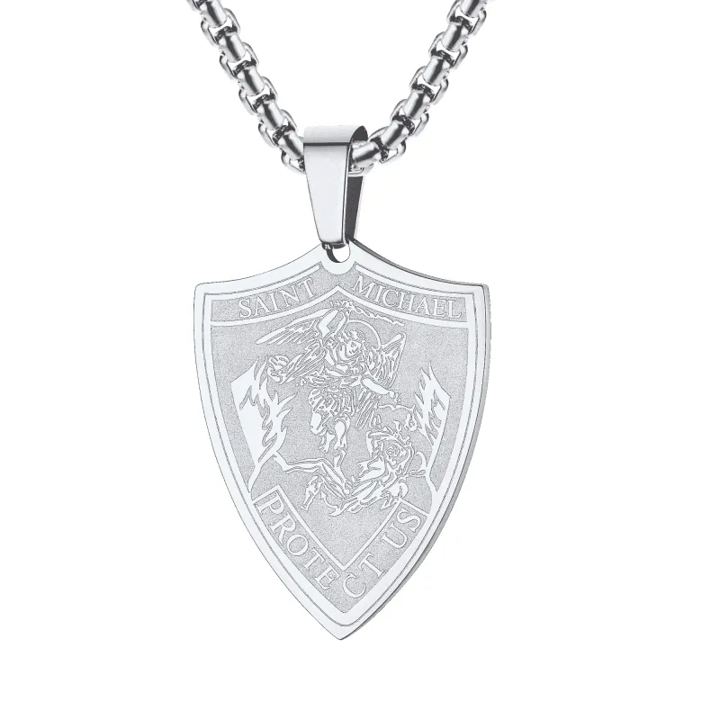 Saint Michael Necklace Archangel Shield Pendant for Men sold by FaithHeart