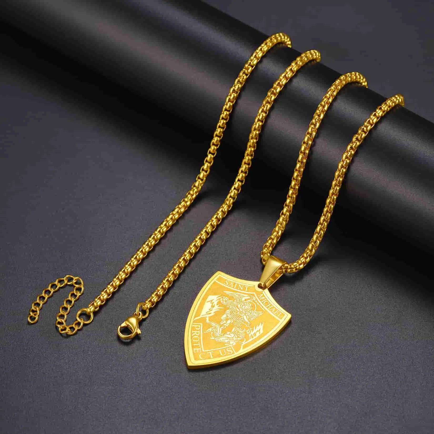 Saint Michael Necklace Archangel Shield Pendant for Men sold by FaithHeart product image thumbnail 2