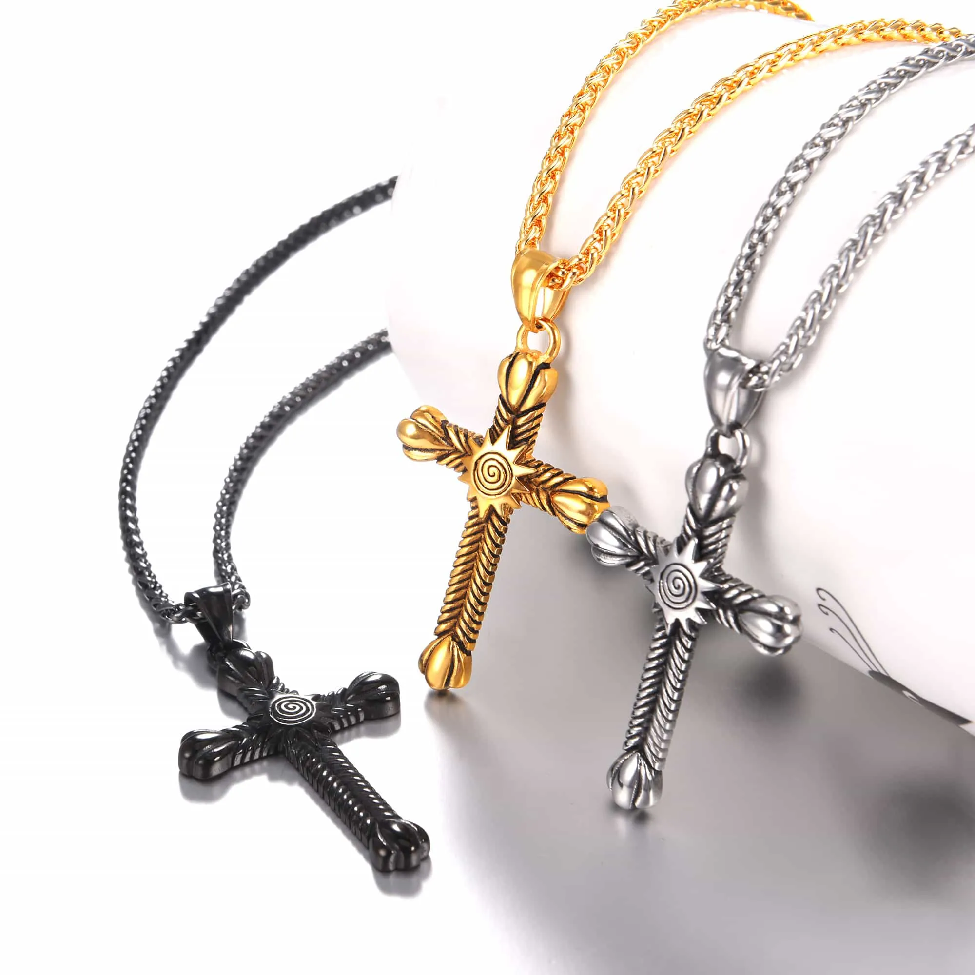 Stainless Steel Cross Crucifix Necklace for Men sold by FaithHeart product image thumbnail 5
