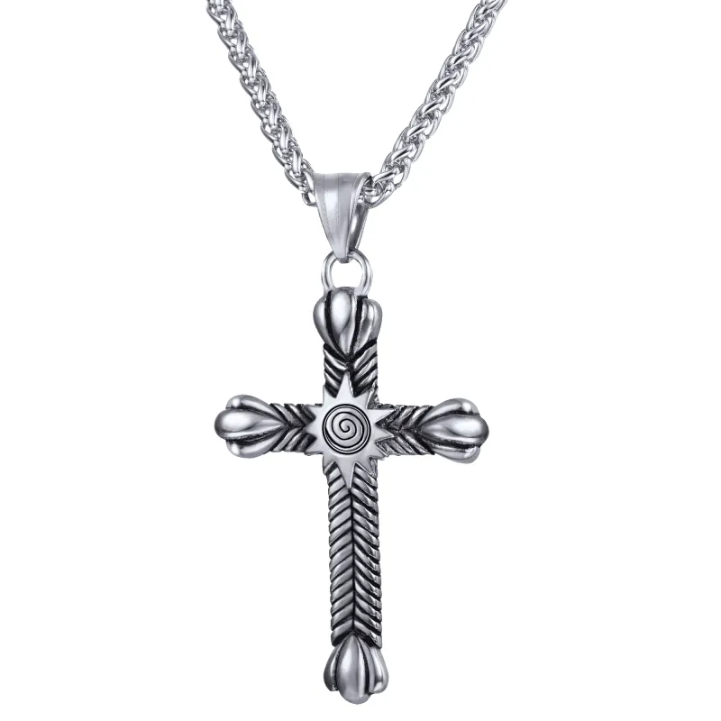 Stainless Steel Cross Crucifix Necklace for Men sold by FaithHeart