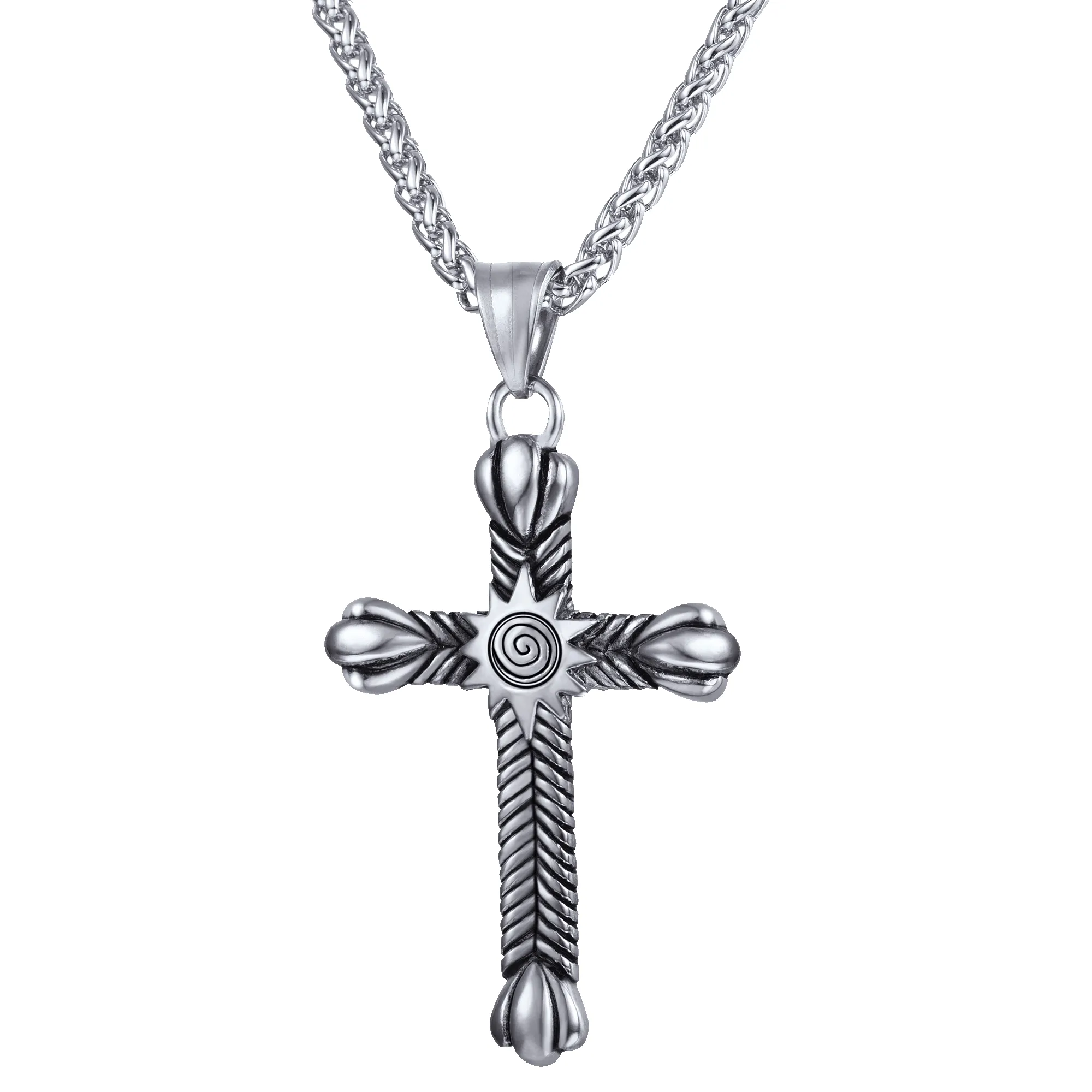 Stainless Steel Cross Crucifix Necklace for Men sold by FaithHeart