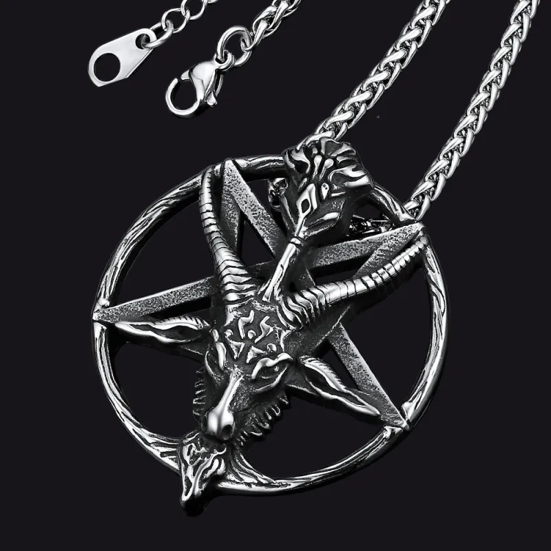 Satanic Baphomet Goat Pentagram Necklace sold by FaithHeart