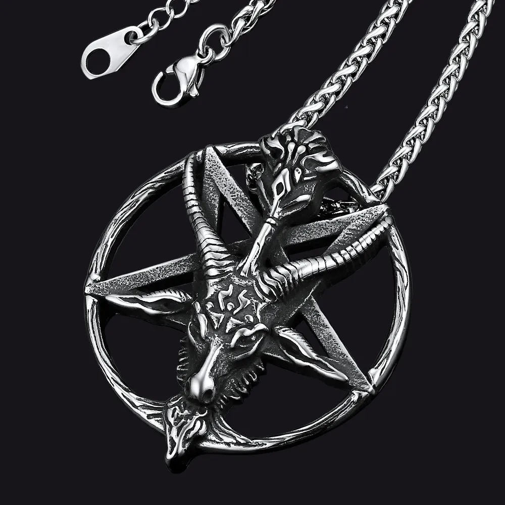 Satanic Baphomet Goat Pentagram Necklace sold by FaithHeart