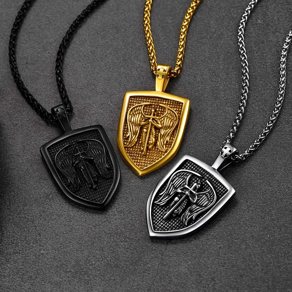 Shield Archangel St. Michael Protection Necklace For Men sold by FaithHeart product image thumbnail 4