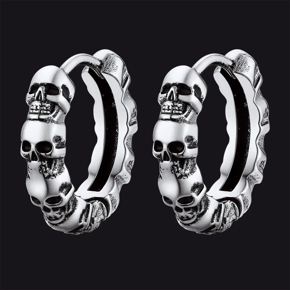 Gothic Skull Huggie Hoop Earrings For Men Women sold by FaithHeart