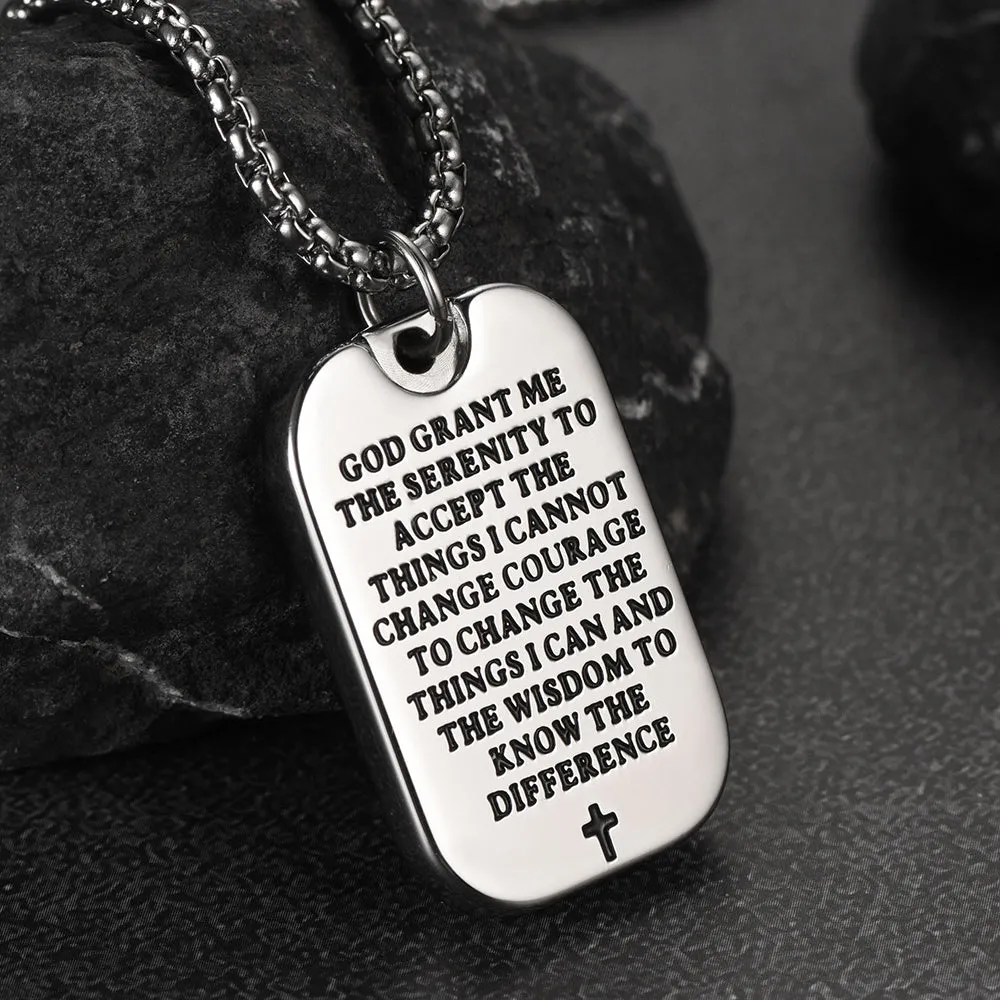 Serenity Prayer Hand Dog Tag Necklace For Men sold by FaithHeart product image thumbnail 2