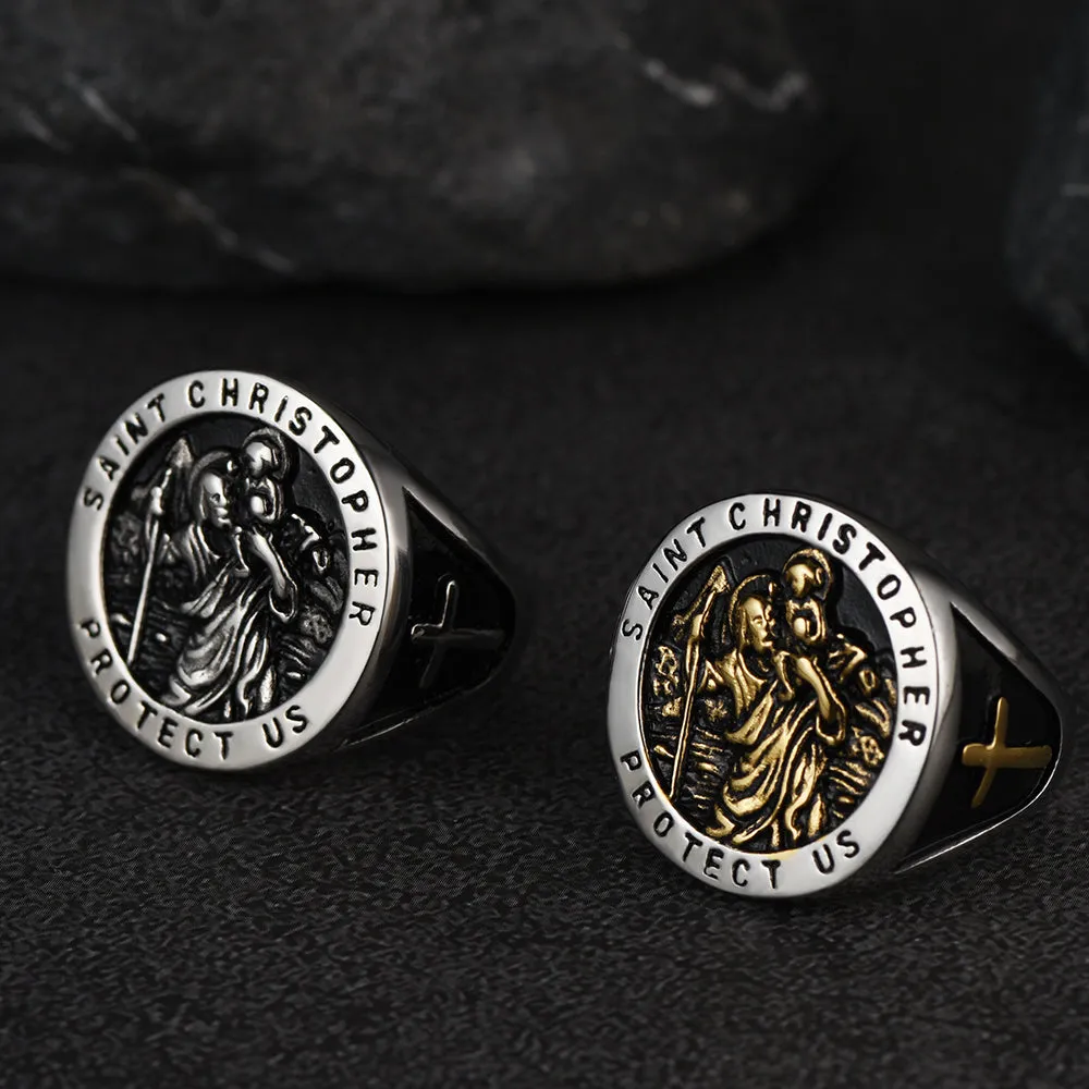 Flash Sale St. Christopher Stainless Steel Ring for Men sold by FaithHeart product image thumbnail 4