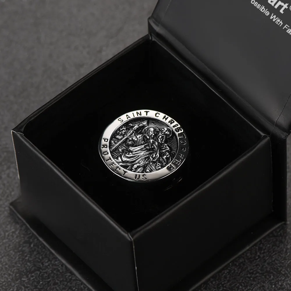 Flash Sale St. Christopher Stainless Steel Ring for Men sold by FaithHeart product image thumbnail 3