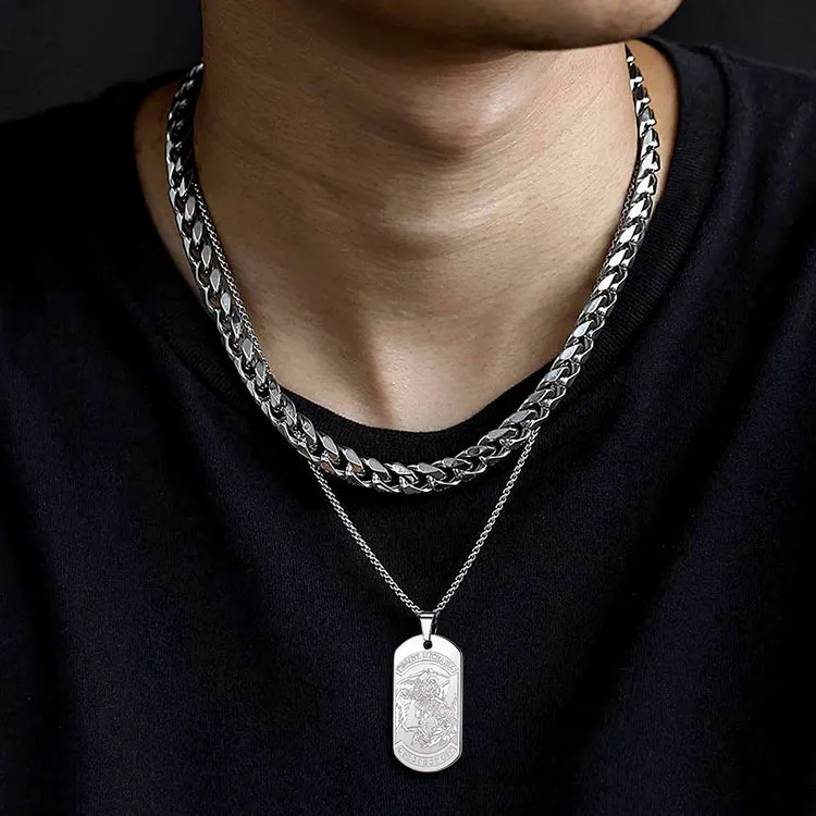 The Archangel Saint Michael Dog Tag Necklace for Men sold by FaithHeart product image thumbnail 2