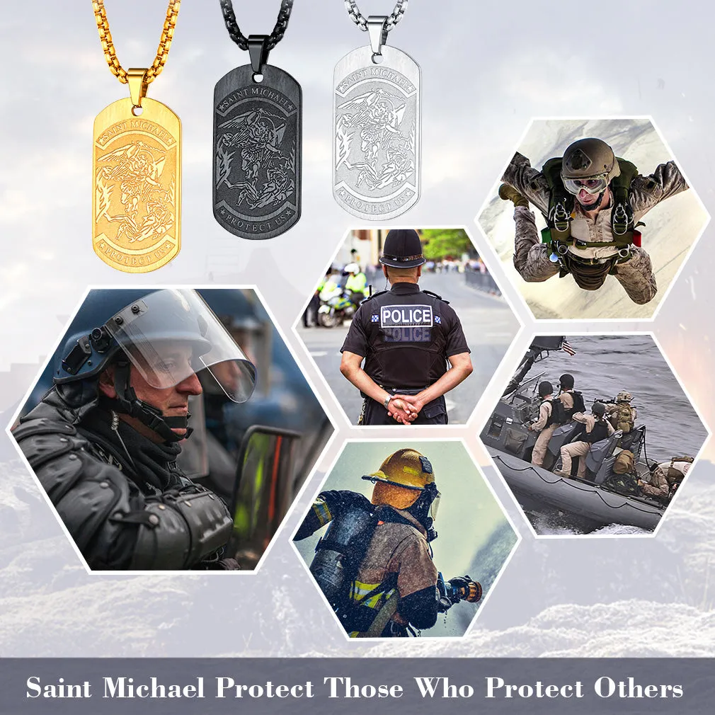 The Archangel Saint Michael Dog Tag Necklace for Men sold by FaithHeart product image thumbnail 3