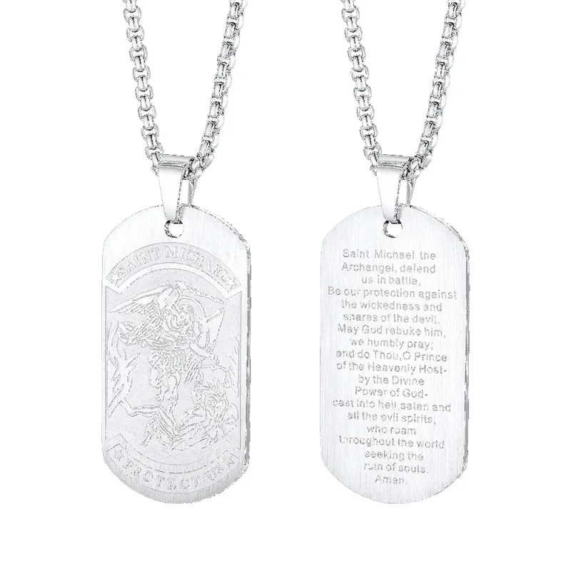 The Archangel Saint Michael Dog Tag Necklace for Men sold by FaithHeart