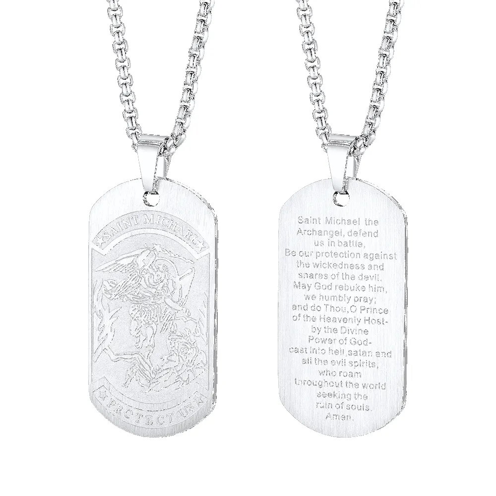 The Archangel Saint Michael Dog Tag Necklace for Men sold by FaithHeart
