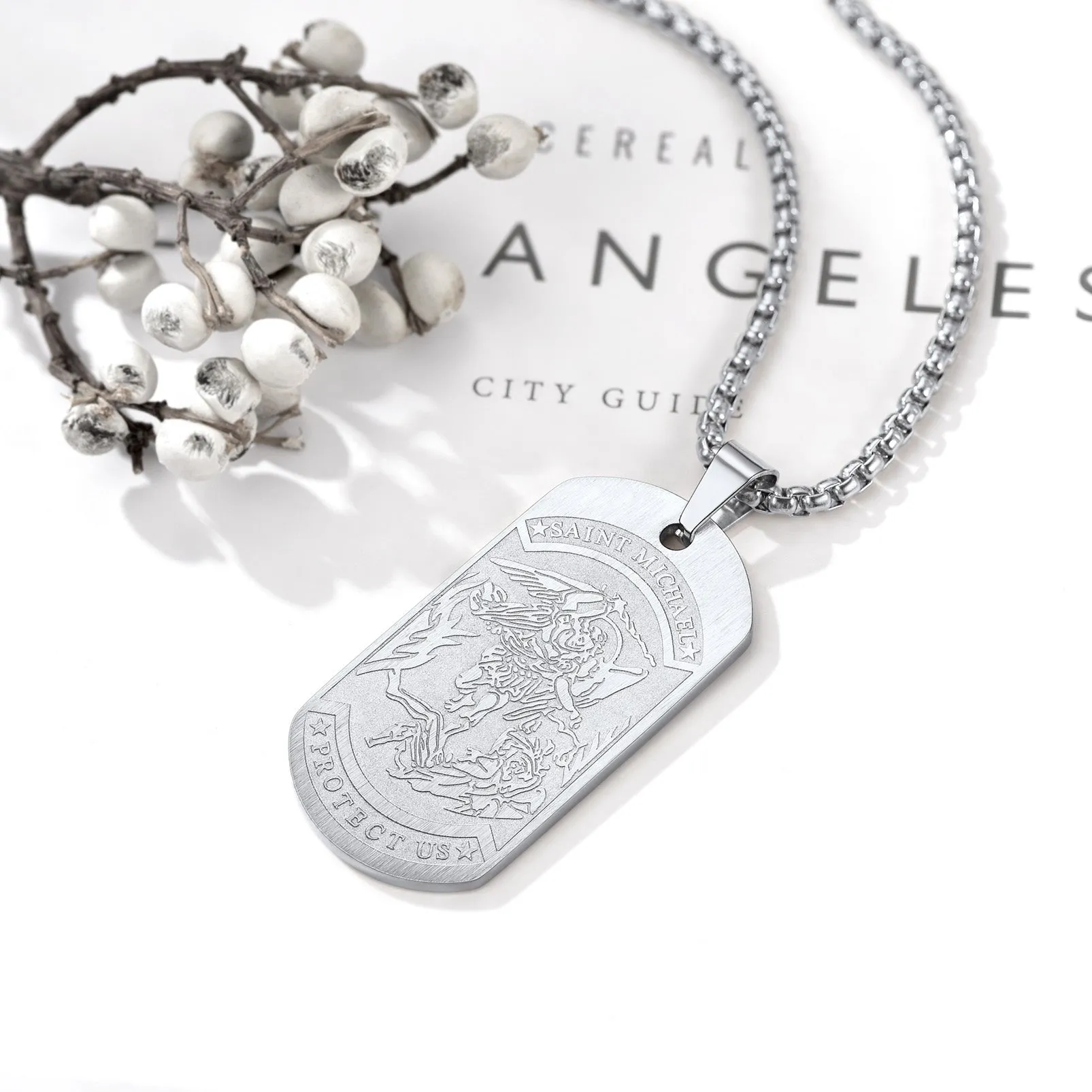 The Archangel Saint Michael Dog Tag Necklace for Men sold by FaithHeart product image thumbnail 5