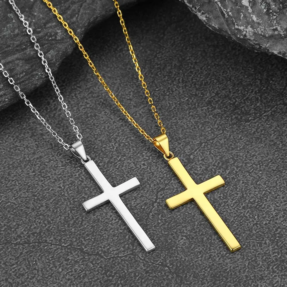 S925 Silver Simple Cross Necklace with Rolo Chain 18 Inch for Women/Men sold by FaithHeart product image thumbnail 3