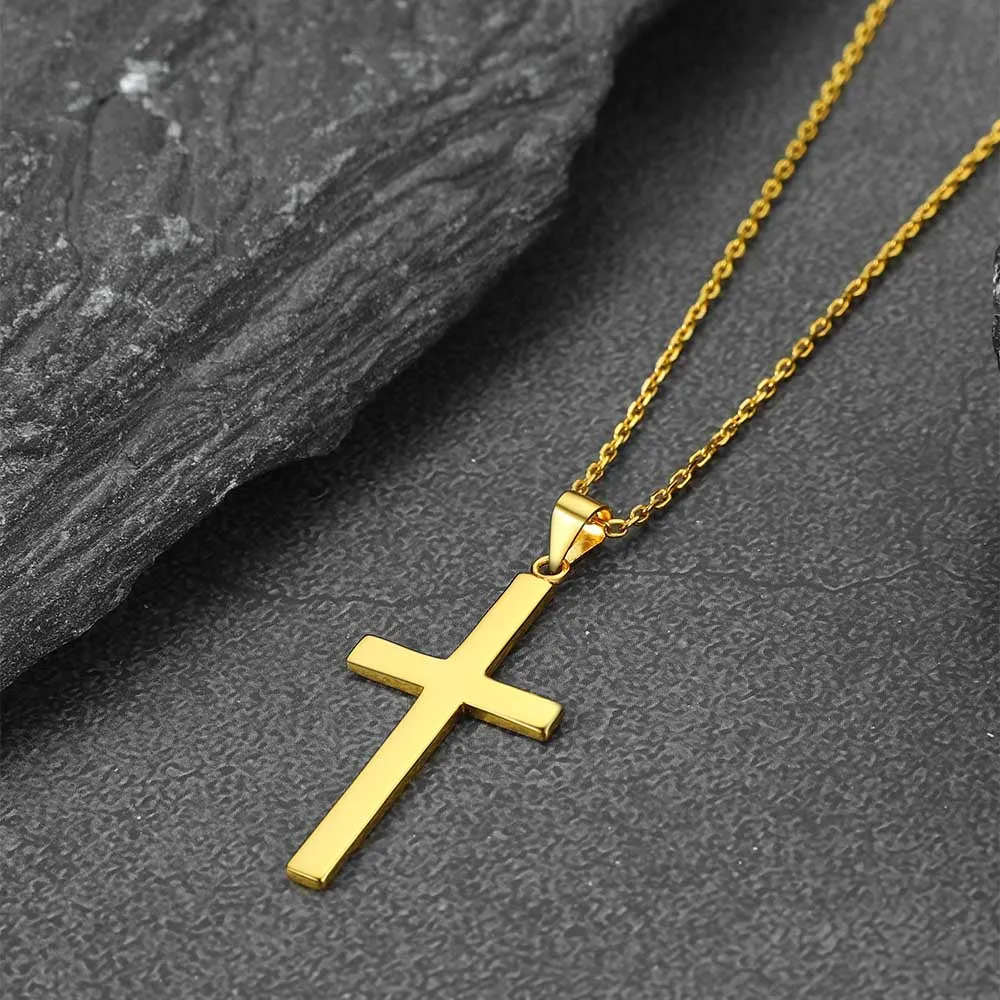 S925 Silver Simple Cross Necklace with Rolo Chain 18 Inch for Women/Men sold by FaithHeart product image thumbnail 5