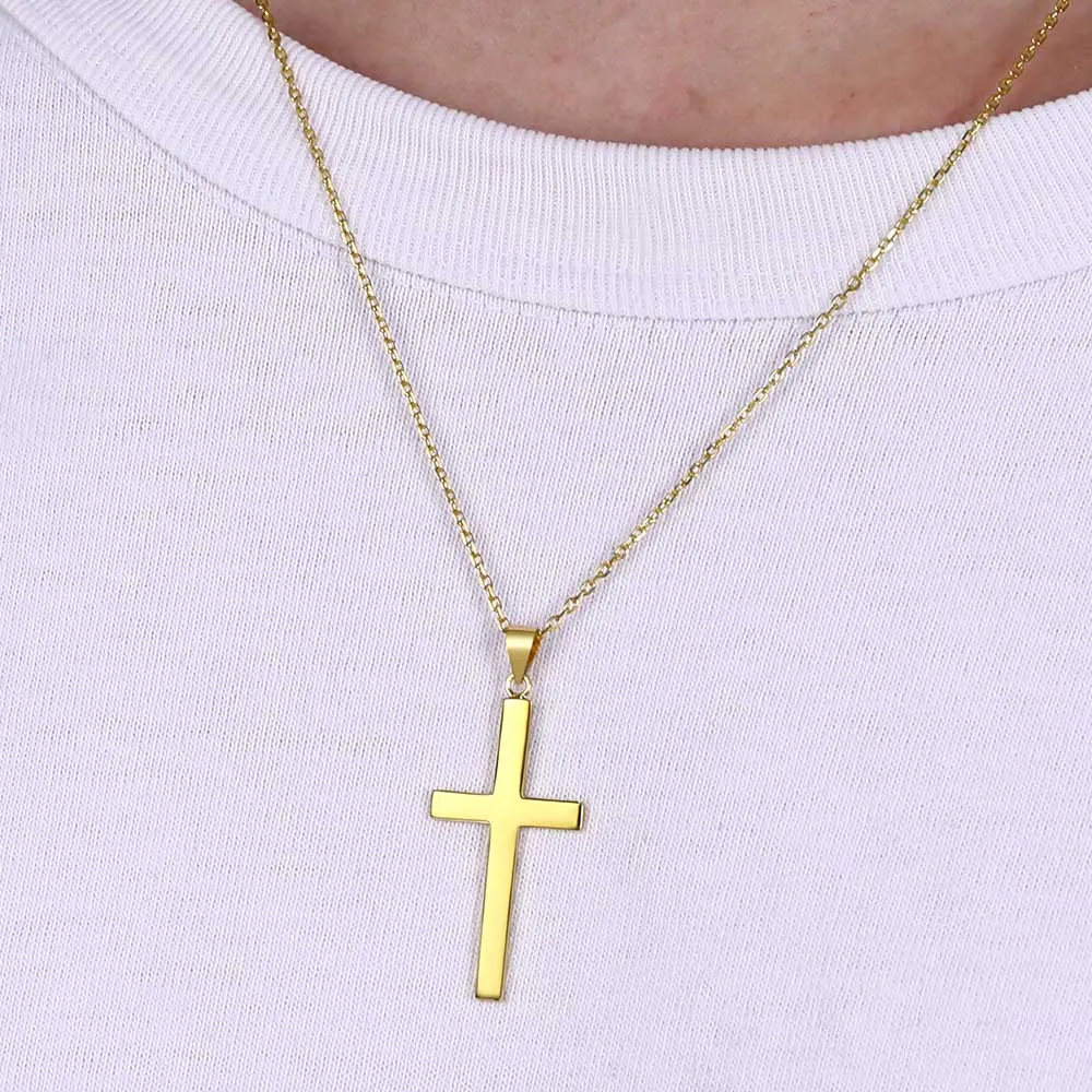 S925 Silver Simple Cross Necklace with Rolo Chain 18 Inch for Women/Men sold by FaithHeart product image thumbnail 2