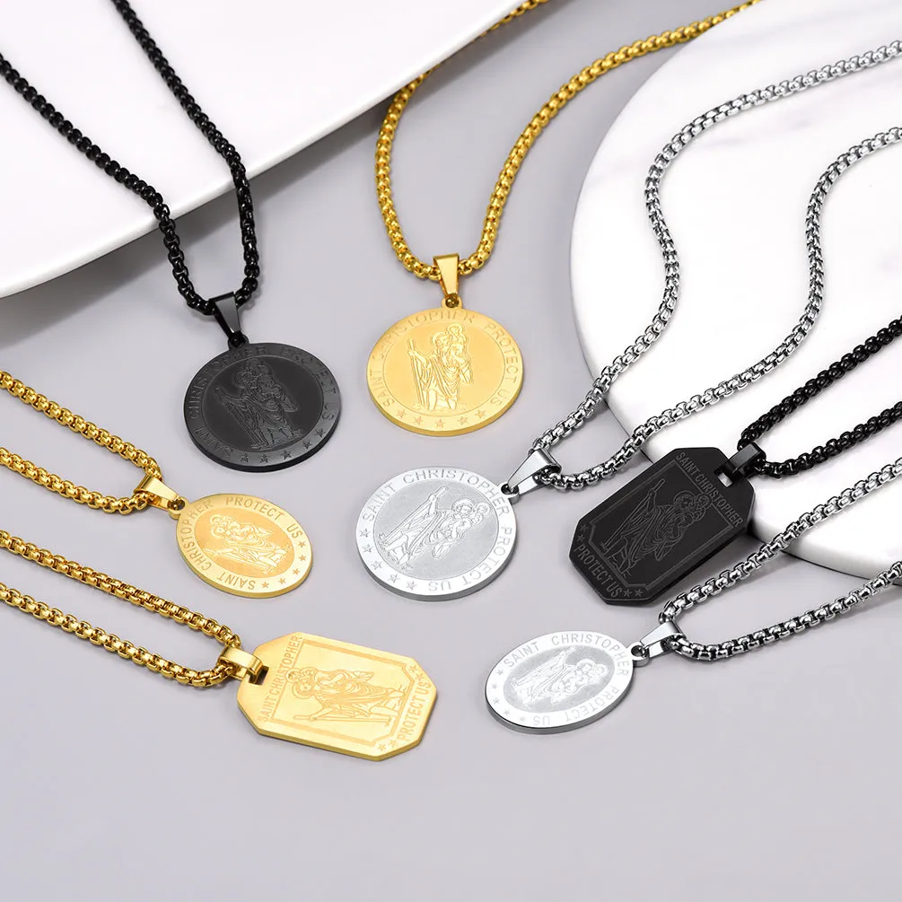 St. Christopher Dog Tag Necklace for Men sold by FaithHeart product image thumbnail 2