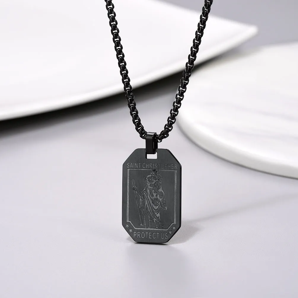 St. Christopher Dog Tag Necklace for Men sold by FaithHeart product image thumbnail 3