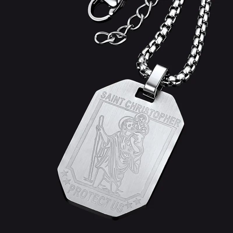 St. Christopher Dog Tag Necklace for Men sold by FaithHeart