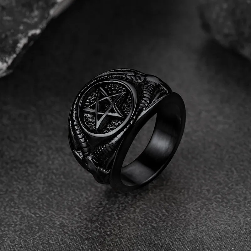Satanic Goat Pentagram Ring Baphomet Ring for Men sold by FaithHeart product image thumbnail 5
