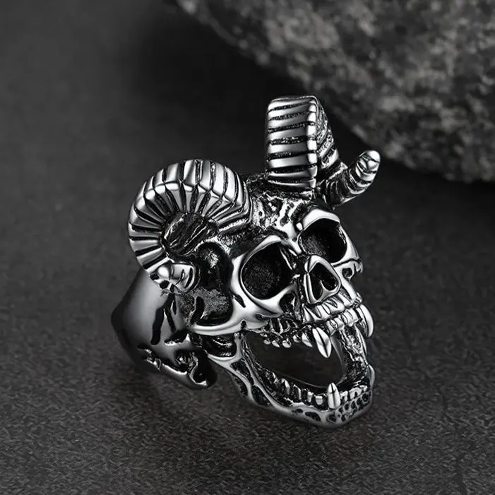 Satanic Baphomet Goat Skull Ring For Men sold by FaithHeart product image thumbnail 3