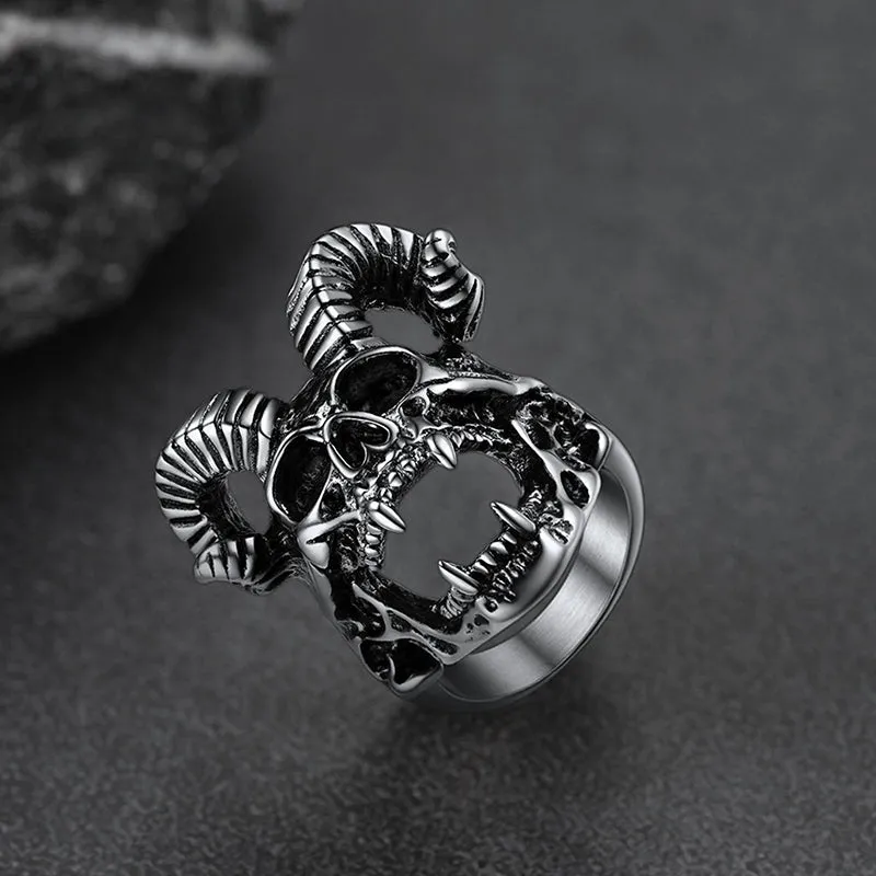 Satanic Baphomet Goat Skull Ring For Men sold by FaithHeart product image thumbnail 4