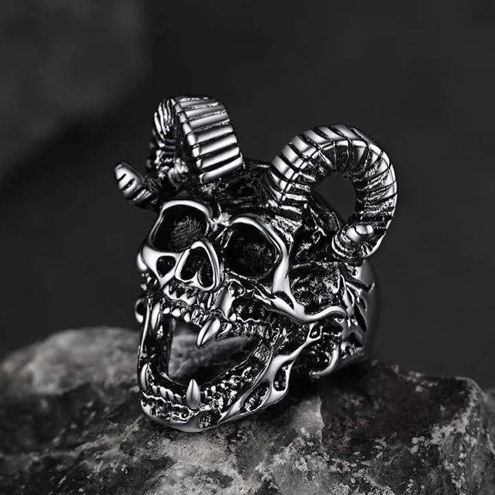 Satanic Baphomet Goat Skull Ring For Men sold by FaithHeart product image thumbnail 2