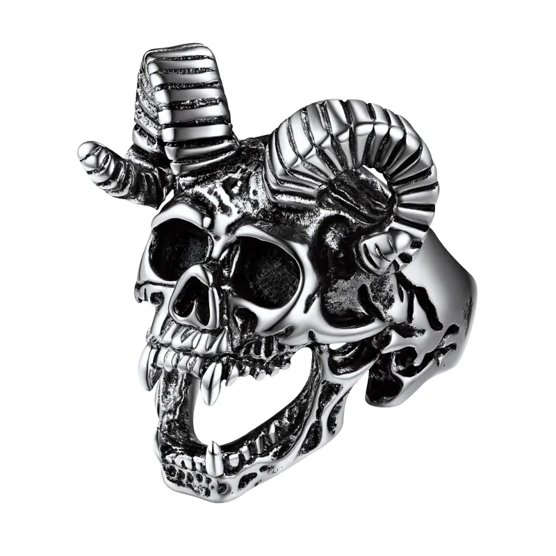 Satanic Baphomet Goat Skull Ring For Men sold by FaithHeart
