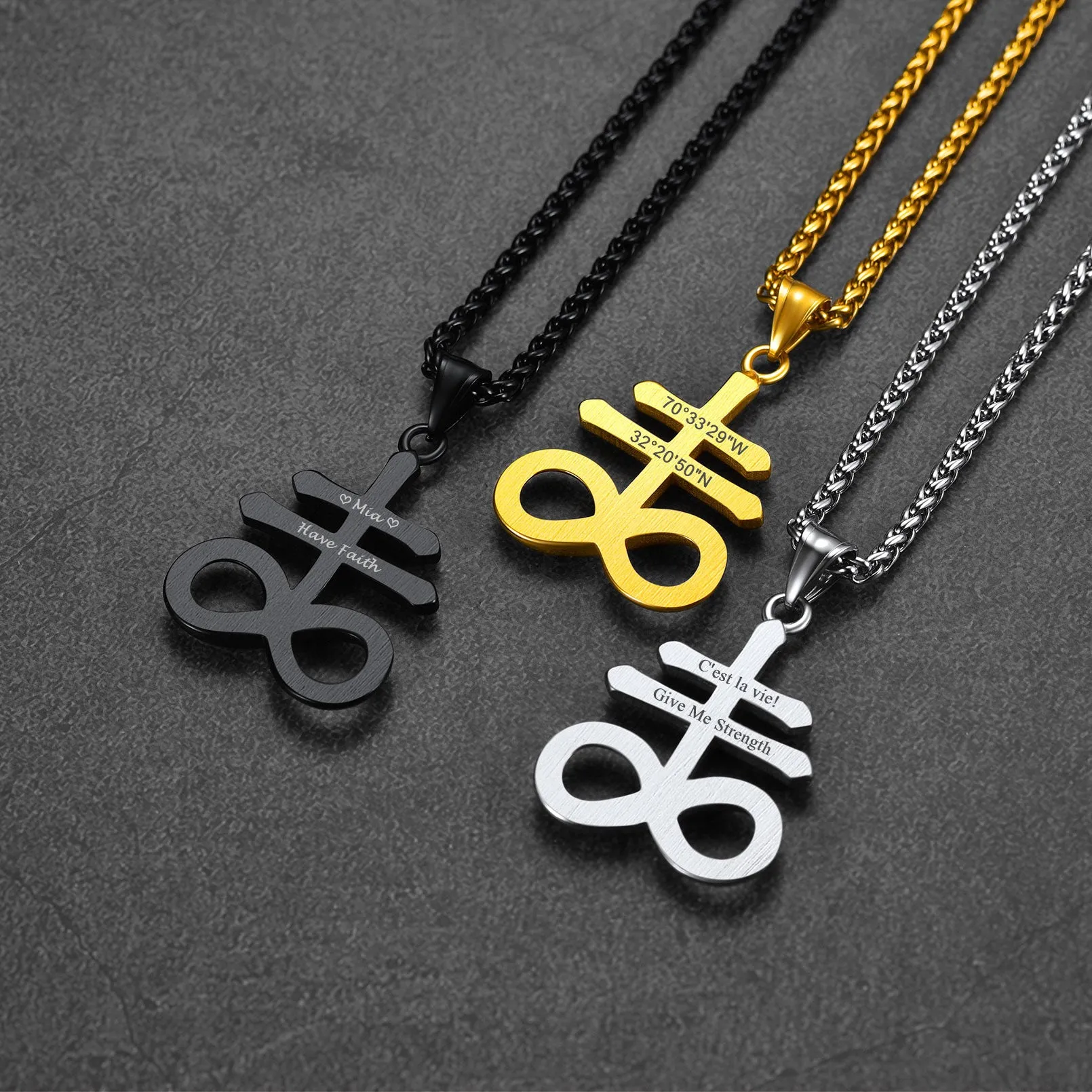 Church of Satan Leviathan Cross Necklace Pendant for Men sold by FaithHeart product image thumbnail 4