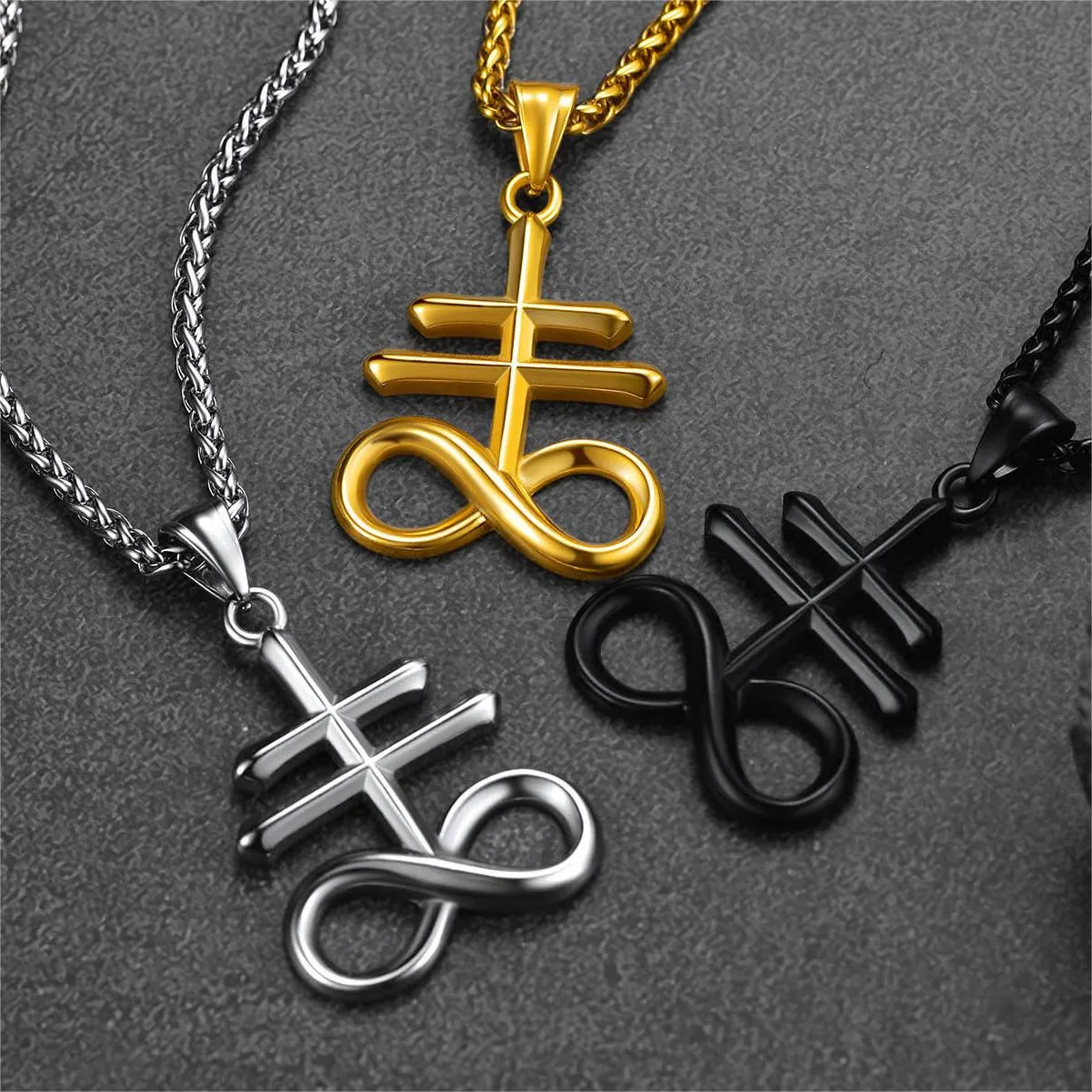 Church of Satan Leviathan Cross Necklace Pendant for Men sold by FaithHeart product image thumbnail 3