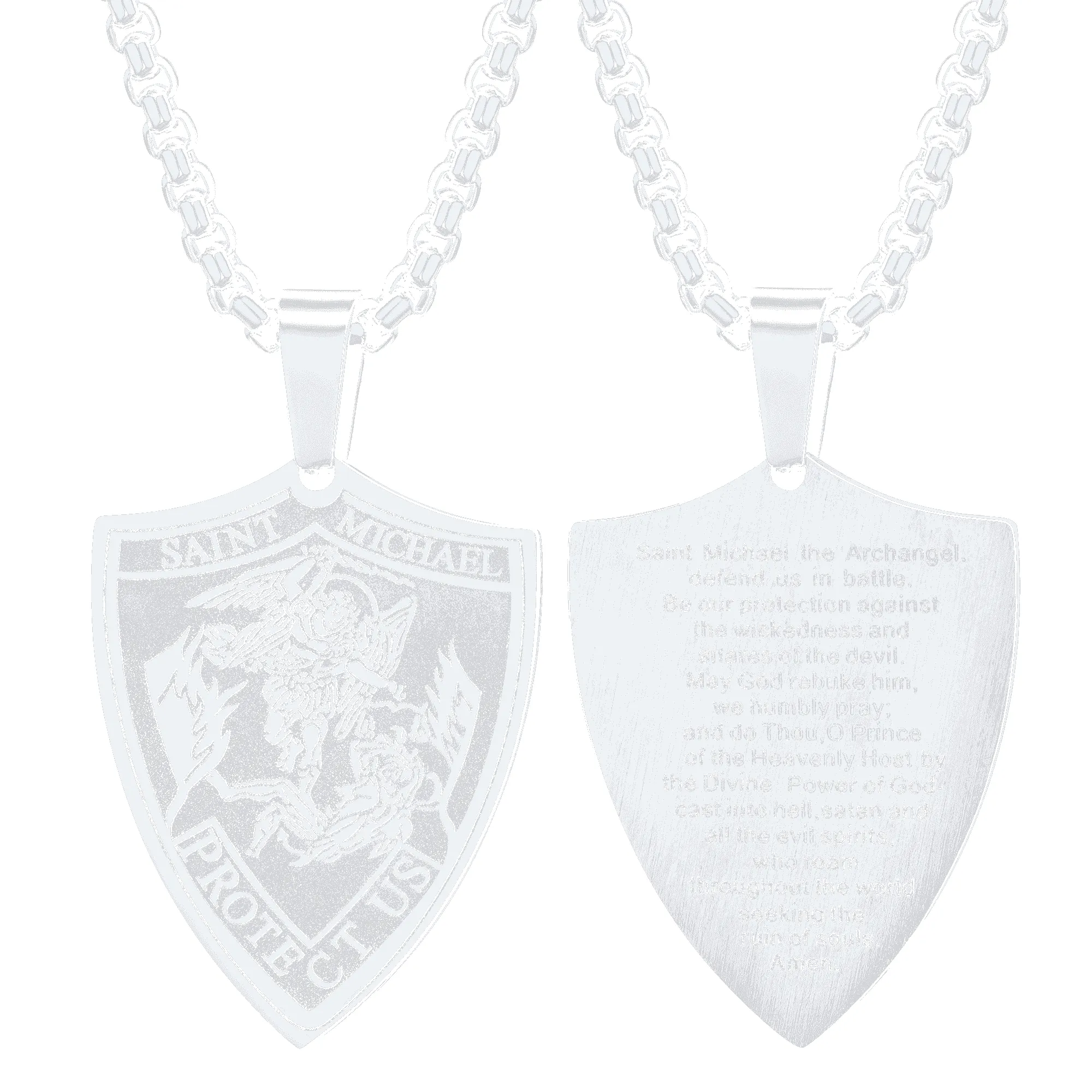 Saint Michael Necklace Shield Archangel Protection Pendant For Men sold by FaithHeart