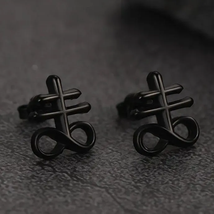 Satanic Leviathan Cross Stud Earrings For Men sold by FaithHeart product image thumbnail 5