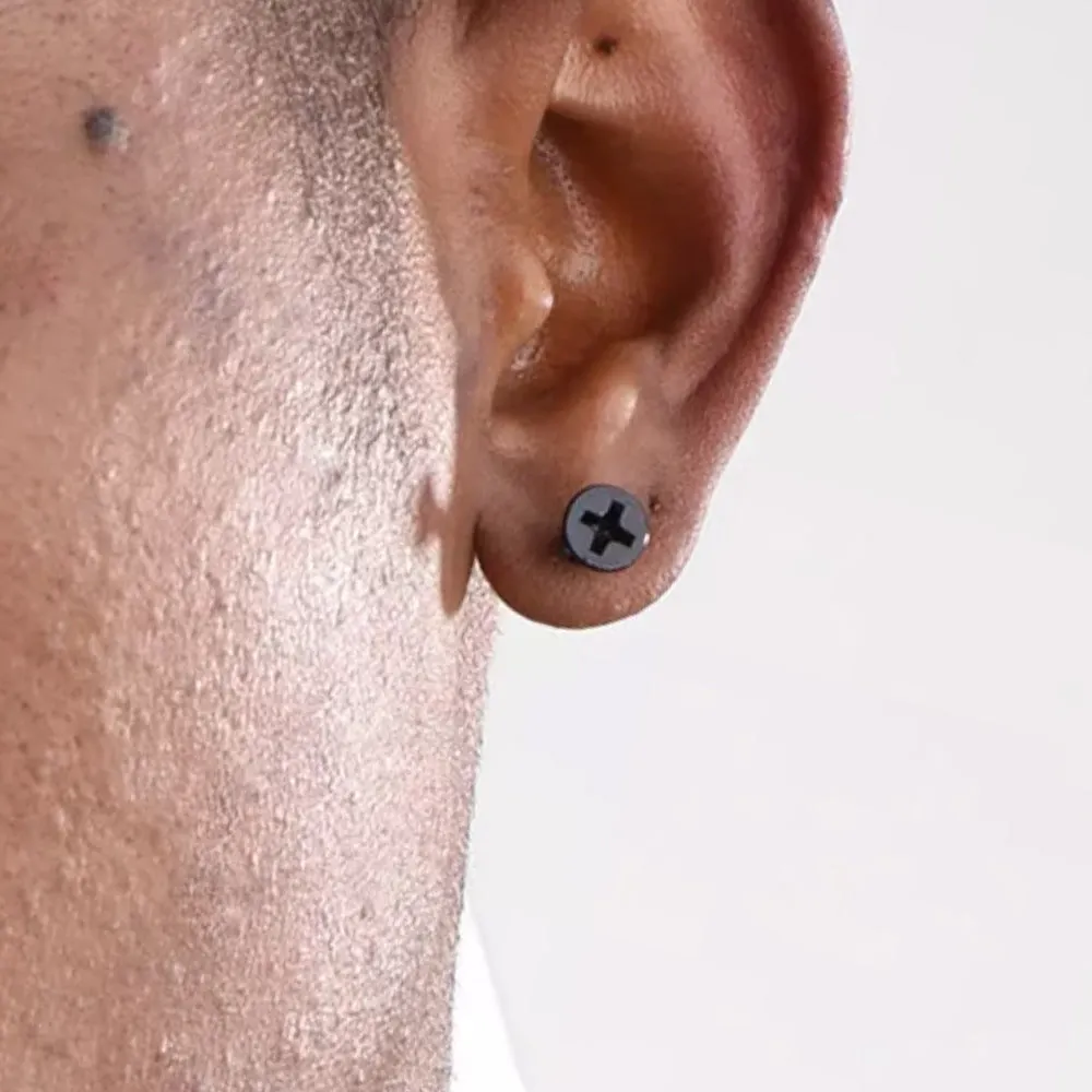 Screw Back Stud Earrings Set 3 Pairs For Men sold by FaithHeart product image thumbnail 2