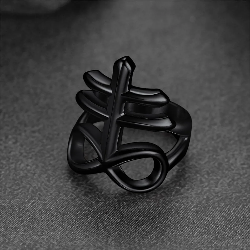 Satanic Leviathan Cross Stainless Steel Ring For Men sold by FaithHeart product image thumbnail 4