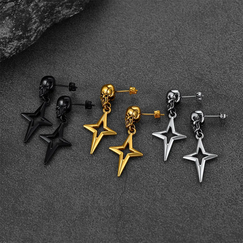 Flash Sale Skull Dangle Stud Earrings with Cross Star For Men sold by FaithHeart product image thumbnail 4