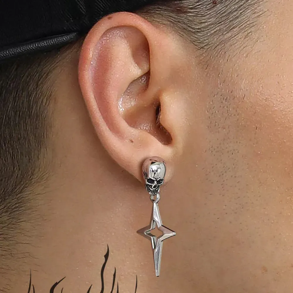 Flash Sale Skull Dangle Stud Earrings with Cross Star For Men sold by FaithHeart product image thumbnail 3