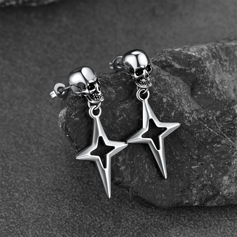 Flash Sale Skull Dangle Stud Earrings with Cross Star For Men sold by FaithHeart product image thumbnail 5