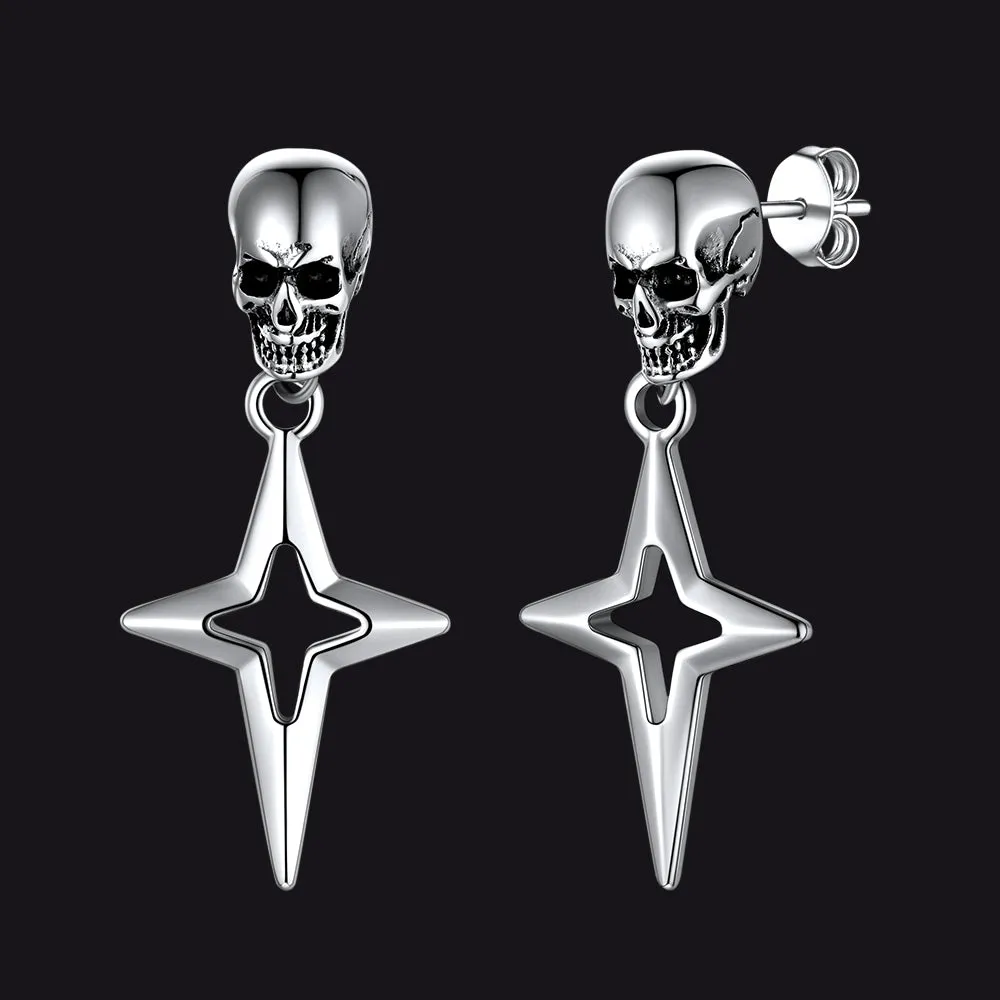 Flash Sale Skull Dangle Stud Earrings with Cross Star For Men sold by FaithHeart
