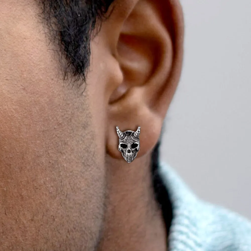 Satanic Goat Skull Stud Earrings For Men sold by FaithHeart product image thumbnail 2