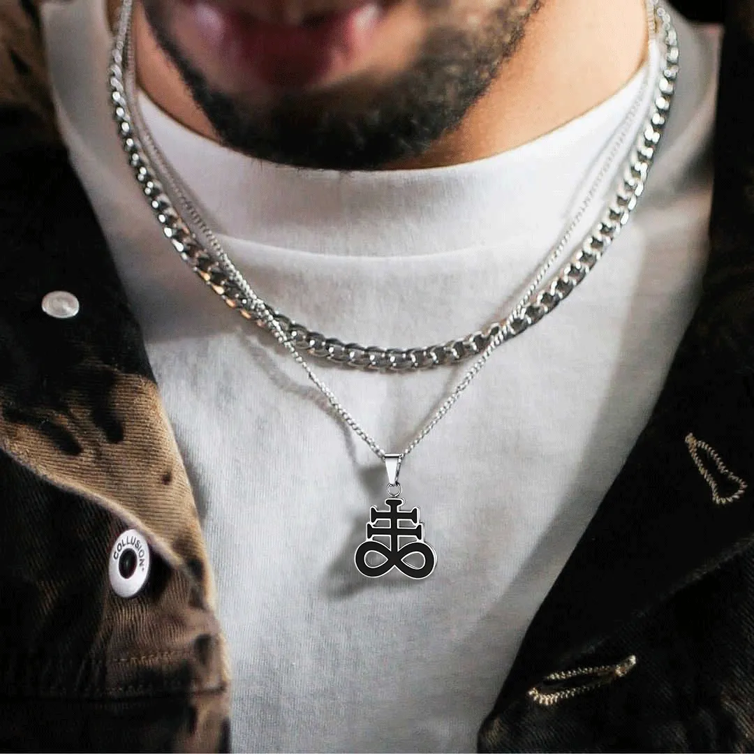 Satanic Leviathan Cross Necklace For Men sold by FaithHeart product image thumbnail 2